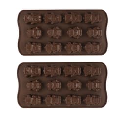 2-delt silikon robot bakeform sett - 12 hulrom sjokolade, godteri, gelé og isbitformer