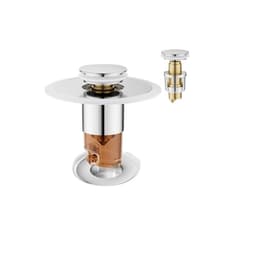 Yleiskäyttöinen pesuallashana, ponnahdusikkuna, tyhjennystulppa, jossa on ruostumattomasta teräksestä valmistettu runko ja kupariydin Hopea