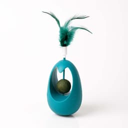 Interaktivt Wobble Tumbler Kattelegetøj med Katteurtbold og Fjer Blå