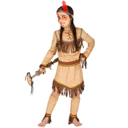 tectake Indianerpigen Kvikke Odder kostume str. 152 (12-14 år), brun