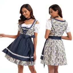 Oktoberfest Dirndl -asu: Baijerilainen oluttyttöasu kukkakuviolla L