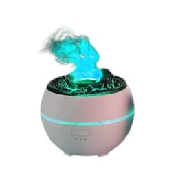 (Topp Crack Pattern) Simuleringsflamme Atmosfære Lampe Aroma Diffuser - Ultralyd Luftfukter & Eterisk Olje Diffuser Hvit