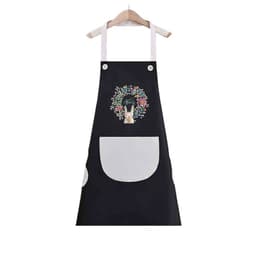 Svart PVC Förkläde med Kanin och Vit Ficka - Vattentätt Köksförkläde