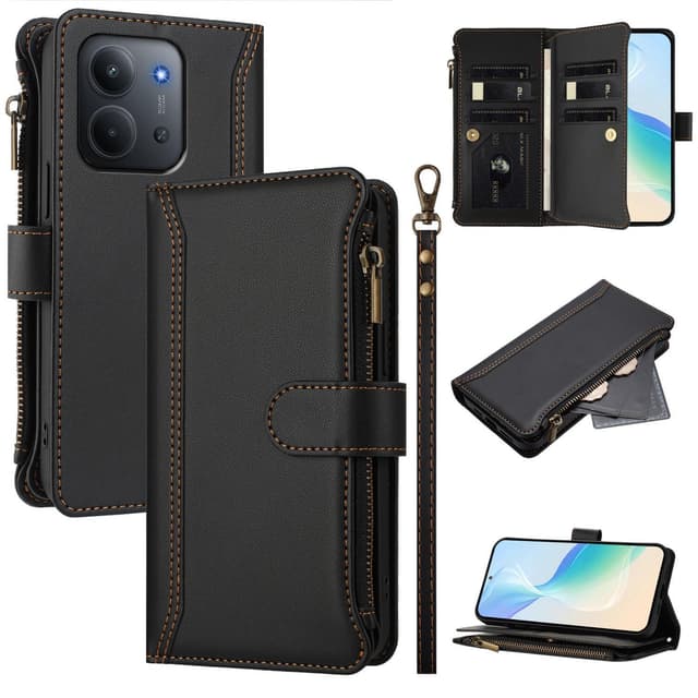 SKALO Xiaomi Redmi 15C (173mm) Stor Tegnebog 11-RUM Flip Cover - Sort