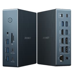 iVANKY 20-i-1 DisplayLink Dockningsstation Air FusionDock Pro 2, Trippla 4K@60Hz skärmar för M1/M2/M3/M4/M5 MacBook/Windows, 180W, 2.5GbE, HDMI, DP, 10Gbps