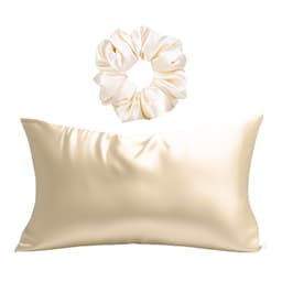 Ylellinen tyynyliina ja hiusdonitsi satiinimaisesta kankaasta Keltainen