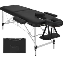 tectake Massagebriks i aluminium med 2 zoner, polstring + taske 205 x 60 x 89 cm Sort