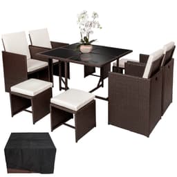 Rottingtuolisarja Bilbao 4+4+1 suojapeitteellä, variantti 1