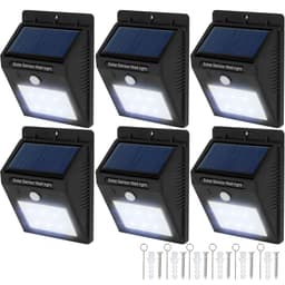 tectake 6x LED lampe med bevægelsessensor og solceller 12.4 x 9.7 x 5.1 cm Sort
