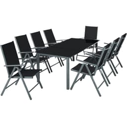 tectake Aluminium havemøbler, bord og 8 stole 189 x 90 x 72.7 cm Anthrazit