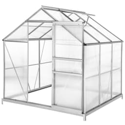 tectake Drivhus af aluminium med fundament, UV-bestandig 190 x 185 x 195 cm Gennemsigtig