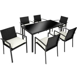 tectake Havemøbelsæt Jennifer 150 x 80 x 72 cm Sort