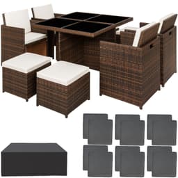 tectake Polyrattan havemøbelsæt Manhattan 54 x 58 x 82 cm Sort/Brun