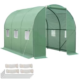 Drivhus Tunnel med 6 vinduer 343x200x200cm - grønn