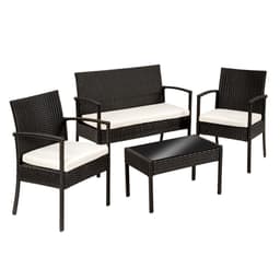 tectake Polyrattan havemøbelsæt Sparta med bænk, variant 2 48 x 45 x 77 cm Sort