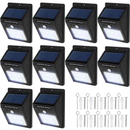 tectake 10x LED lampe med bevægelsessensor og solceller 12.4 x 9.7 x 5.1 cm Sort