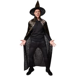 tectake Unisex voksne sæt med hat og kappe Halloween, sort