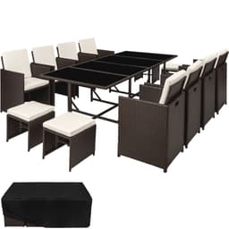 tectake Polyrattan havemøbelsæt Palma med overtræk 53 x 53 x 89 cm Antikbrun