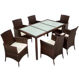 tectake Polyrattan havemøbler geneve 6+1 Set 150 x 90 x 75 cm Sort/Brun