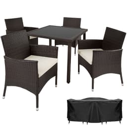 tectake Polyrattan havemøbelsæt Sevilla 64 x 61 x 87 cm Sort/Brun