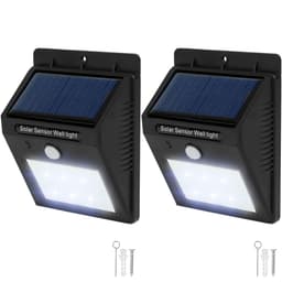 tectake 2x LED lampe med bevægelsessensor og solceller 12.4 x 9.7 x 5.1 cm Sort