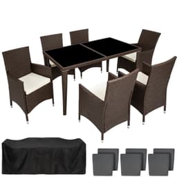 tectake Sittgrupp i aluminiumrotting 6+1 med skyddskåpa 58 x 60 x 86 cm Antikbrun