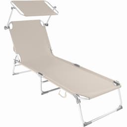 tectake Solseng i aluminium med 4-trin 190 x 68 x 28 cm Beige