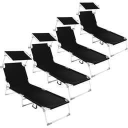 tectake Solseng i aluminium med 4-trin, 4 stk. 190 x 68 x 28 cm Sort