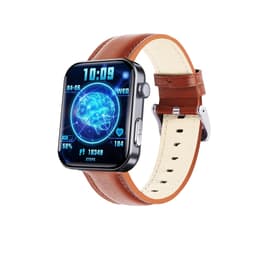 Smartklokke - Måler hjertefrekvens, blodtrykk, blodoksygen og skritt Svart og brun lærreim