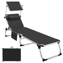 tectake Solstol Aurelie i aluminium, 6-stegs justerbar 218 x 60 x 33.5 cm Svart