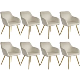 tectake Karmstol Marilyn i sammetslook, guldben 8-pack