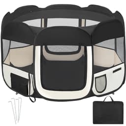 tectake Hundgård Valphage i polyester 115 x 115 x 64 cm Svart