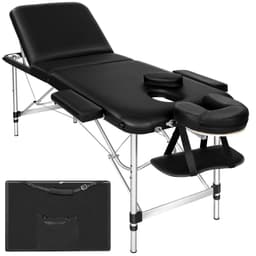 tectake 3-zons massagebänk med 5 cm stoppning och aluminiumram 180 x 61 x 68 cm Svart