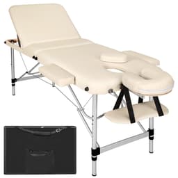tectake Massagebriks i aluminium med 3 zoner, 5 cm polstring + taske 180 x 61 x 68 cm Beige