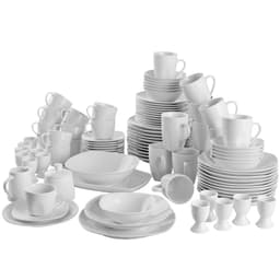 tectake Tallerkensæt Salerno, porcelæn, til 12 personer, 100-dele 30 x 19.5 x 3 cm Hvid