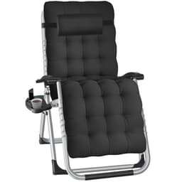 tectake Hopfällbar solstol Cloud, steglöst justerbar 103 x 84 x 113 cm Svart