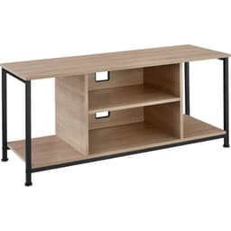 tectake TV-bänk med 4 öppna fack och justerbara hyllor 110 x 40 x 50.5 cm Industriellt Lätt Trä, Ek Sonoma