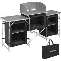 tectake Udendørs køkken XXL med 5 rum 172 x 52 x 104 cm Sort