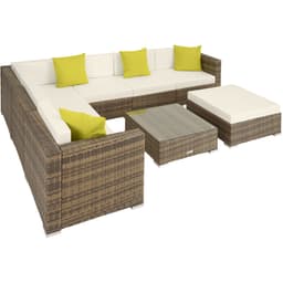 tectake Polyrattan loungesæt Marbella 74 x 74 x 36 cm Natur