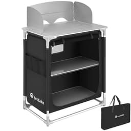 tectake Campingkök Premium med 2 fack 76 x 53.5 x 107 cm Svart