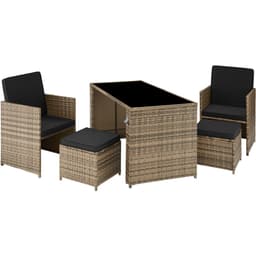 tectake Polyrattan havemøbelsæt Palermo 202 x 130.5 x 92.5 cm Natur