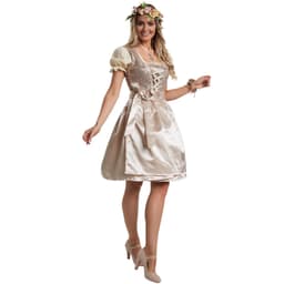 tectake Maskeraddräkt mini-dirndl oktoberfestklänning Burgau modell 2 dam XL, beige