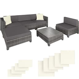 tectake Polyrattan loungesæt med aluminiumstel 64 x 72 x 64 cm Grå