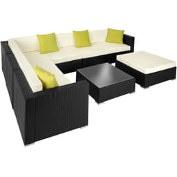 tectake Polyrattan loungesæt Marbella 74 x 74 x 36 cm Sort