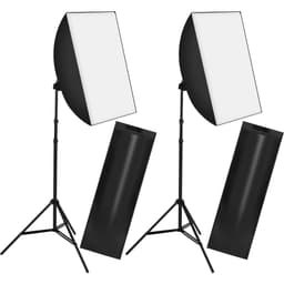 tectake 2x studielys med softbox, stativ og transporttaske model 1 68 x 50 x 215 cm Sort