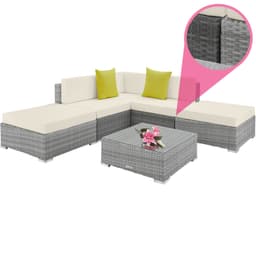 tectake Loungeset i konstrotting Paris 75 x 75 x 60 cm Ljusgrå (Färgdefekt)