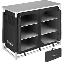 tectake Campingskab Deluxe med 6 rum 97 x 47.5 x 78 cm Sort