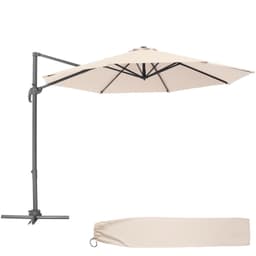 tectake Parasol Daria med overtræk 300cm 372 x 300 x 250 cm Beige