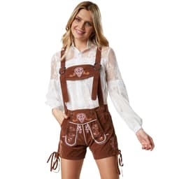 tectake Lederhose Ammersee oktoberfestbyxor dam M, brun