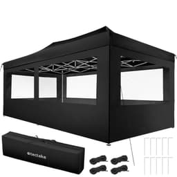 tectake Easy up pavillon Viola 3x6 m med 4 sidestykker 600 x 300 x 280 cm Sort